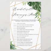 Tropische Greenery Bridal Scavenger Hunt Game (Voorkant)