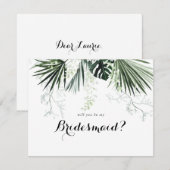 Tropische Greenery Bridesmaid-ontwerpkaart Notitiekaartje (Voorkant / Achterkant)
