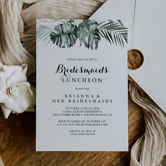 Tropische Greenery Bridesmaids Luncheon Shower Kaart