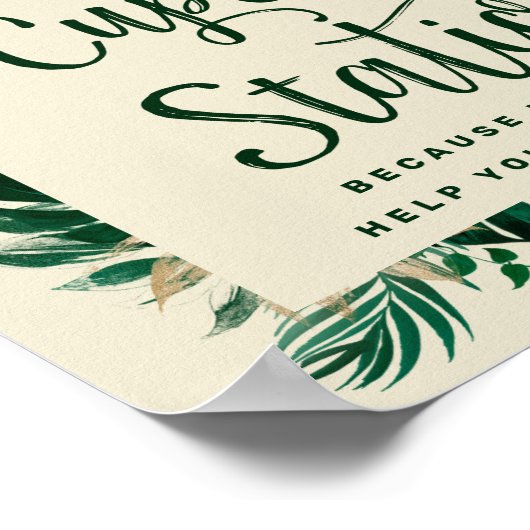 Tropische Greenery Cupcake Station Wedding Sign Poster (Hoek)