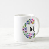 Tropische Greenery en Flowers Wreatmonogram gift Koffiemok (Voorkant rechts)