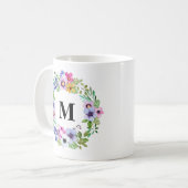 Tropische Greenery en Flowers Wreatmonogram gift Koffiemok (Voorkant links)