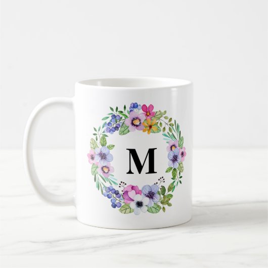Tropische Greenery en Flowers Wreatmonogram gift Koffiemok (Links)