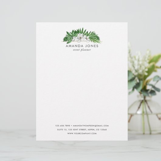 Tropische Greenery Foliage Briefhoofd (Staand voorkant)