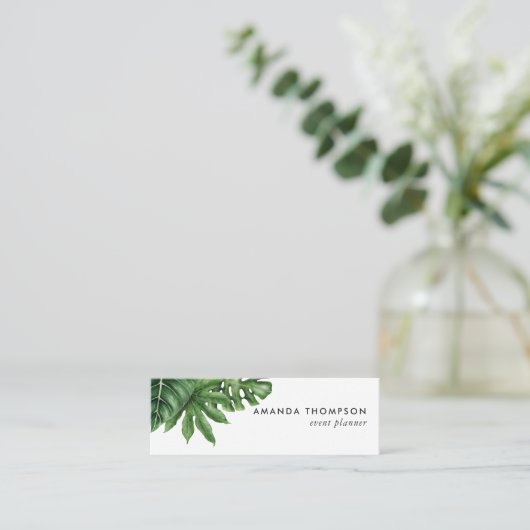 Tropische Greenery Foliage Mini Visitekaartje (Staand voorkant)