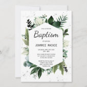 Tropische Greenery Framed Baptisme Kaart (Voorkant)