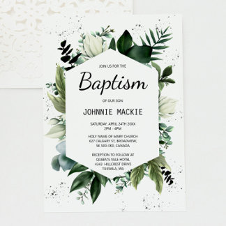 Tropische Greenery Framed Baptisme Kaart