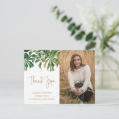 Tropische Greenery Gold Photo Afstuderen Hartelijk Briefkaart (Staand voorkant)