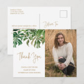 Tropische Greenery Gold Photo Afstuderen Hartelijk Briefkaart (Voorkant / Achterkant)