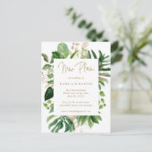 Tropische Greenery Gold Wedding-uitstel Aankondigingskaart (Staand voorkant)