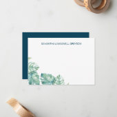 Tropische Greenery Personalized Stationery Notitiekaartje (Voorkant / Achterkant in situ)