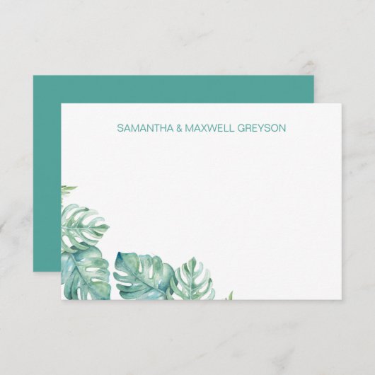 Tropische Greenery Personalized Stationery Notitiekaartje (Voorkant / Achterkant)