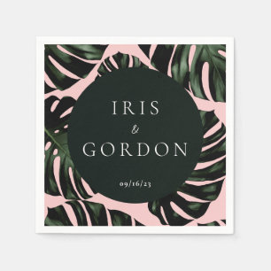 Tropische Greenery Personalized Wedding Napkins Servet