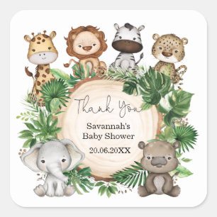 Tropische Greenery Safari Oerwoud Baby Animals Fav Vierkante Sticker