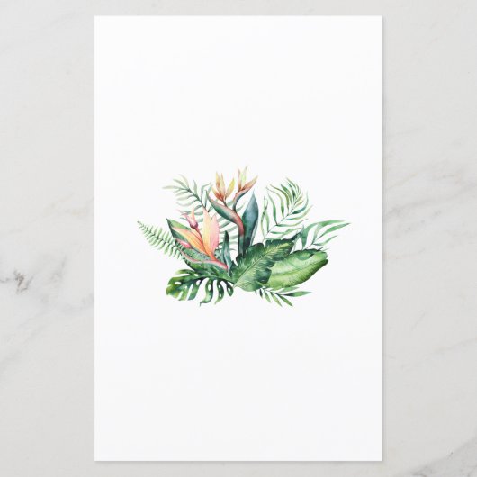 Tropische Greenery Shower Baby ABC-gamekaart (Achterkant)