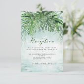 Tropische Greenery Waterverf Wedding Reception Informatiekaartje (Staand voorkant)