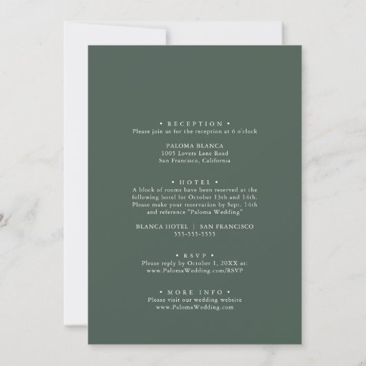 Tropische Greenery White Front & Back Wedding Kaart (Achterkant)