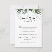 Tropische Greenery White Wedding Menu Keuze RSVP (Voorkant)