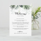 Tropische Greenery White Wedding Welcome Letter (Staand voorkant)