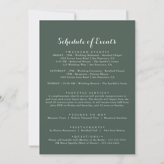 Tropische Greenery White Wedding Welcome Letter (Achterkant)