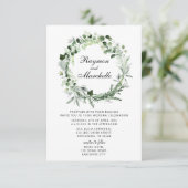 Tropische Greenery Wreath Wedding Invitation Aankondiging (Staand voorkant)