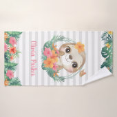Tropische grenzen Hibiscus Flowers Sloon Aangepast Badhanddoek (Badhanddoek)