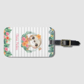 Tropische grenzen Hibiscus Flowers Sloon Aangepast Bagagelabel (Voorkant (horizontaal))