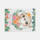 Tropische grenzen Hibiscus Flowers Sloon Aangepast Fleece Deken (Voorkant (Horizontaal))