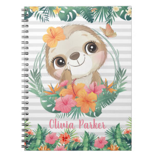 Tropische grenzen Hibiscus Flowers Sloon Aangepast Notitieboek