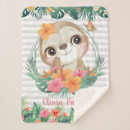 Tropische grenzen Hibiscus Flowers Sloon Aangepast Sherpa Deken