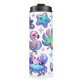 Tropische grillige faux glitter strand ontwerp thermosbeker