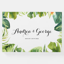 Tropische groen en Lijst Plumeria Wedding II Gastenboek