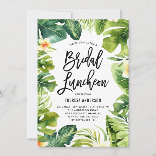 Tropische groen en plakkie Bridal Luncheon Kaart (Voorkant)