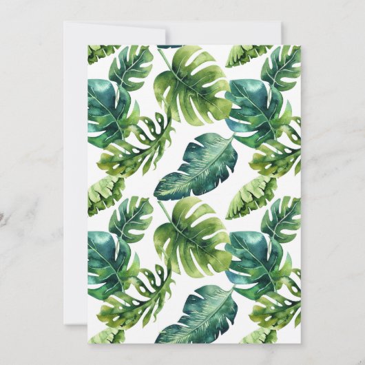 Tropische groen en Plumeria Birthday Party Kaart (Achterkant)