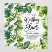 Tropische groen en Plumeria Wedding Shower Kaart (Voorkant / Achterkant)