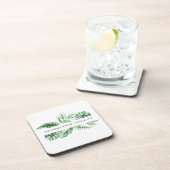 Tropische groen palmbruiloft monogram achterzijde bier onderzetter (Rechterzijde)