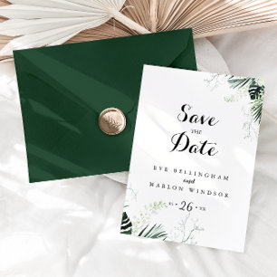 Tropische groen witte flora sparen de Datum Briefkaart