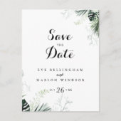 Tropische groen witte flora sparen de Datum Briefkaart (Voorkant)