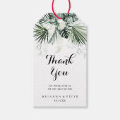 Tropische groen-witte Floral bruiloft Dank je Cadeaulabel (Voorkant)