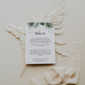 Tropische groen-witte Floral bruiloft details Informatiekaartje