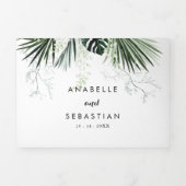 Tropische groen-witte Floral bruiloft Drieluik Uitnodiging (Cover)