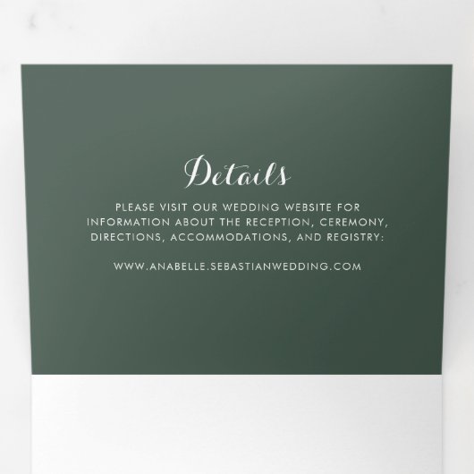 Tropische groen-witte Floral bruiloft Drieluik Uitnodiging (Binnenzijde eerst)