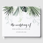 Tropische groen-witte Floral bruiloft Gastenboek (Voorkant)