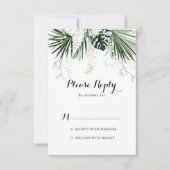 Tropische groen-witte Floral bruiloft RSVP (Voorkant)
