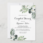 Tropische groen witte Floral Couples Shower Kaart (Voorkant)