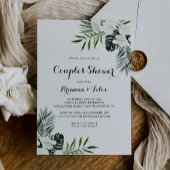 Tropische groen witte Floral Couples Shower Kaart