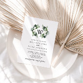 Tropische groen-witte Floral-monogram bruiloft Kaart