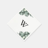 Tropische groen-witte Floral-monogram bruiloft Servet (Hoek)