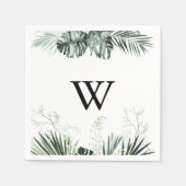 Tropische groen-witte Floral-monogram bruiloft Servet (Voorkant)