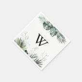 Tropische groen-witte Floral-monogram bruiloft Servet (Hoek)